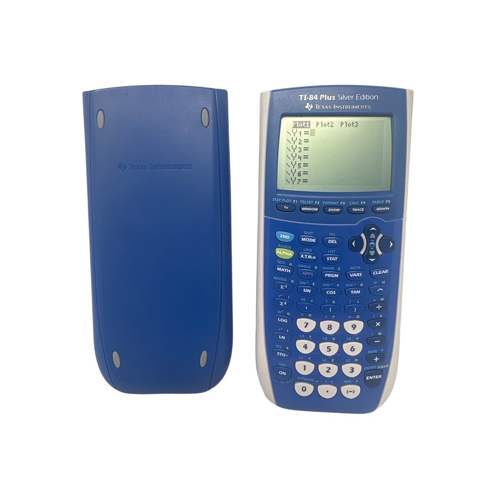 TI-84 Plus Silver Edition Graphing Calculator Blue Tested Works w/ Cover